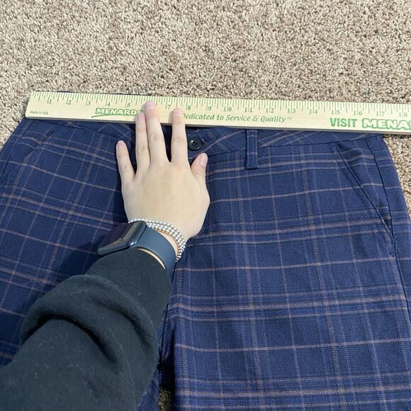 Bee Inspired B33 navy blue plaid checkered men's pants size 32S preppy - Picture 8 of 10